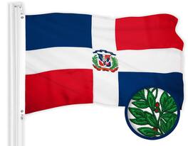 G128 - Dominican Republic Flag 3x5 ft Embroidered 300D Polyester - Red, White, Blue