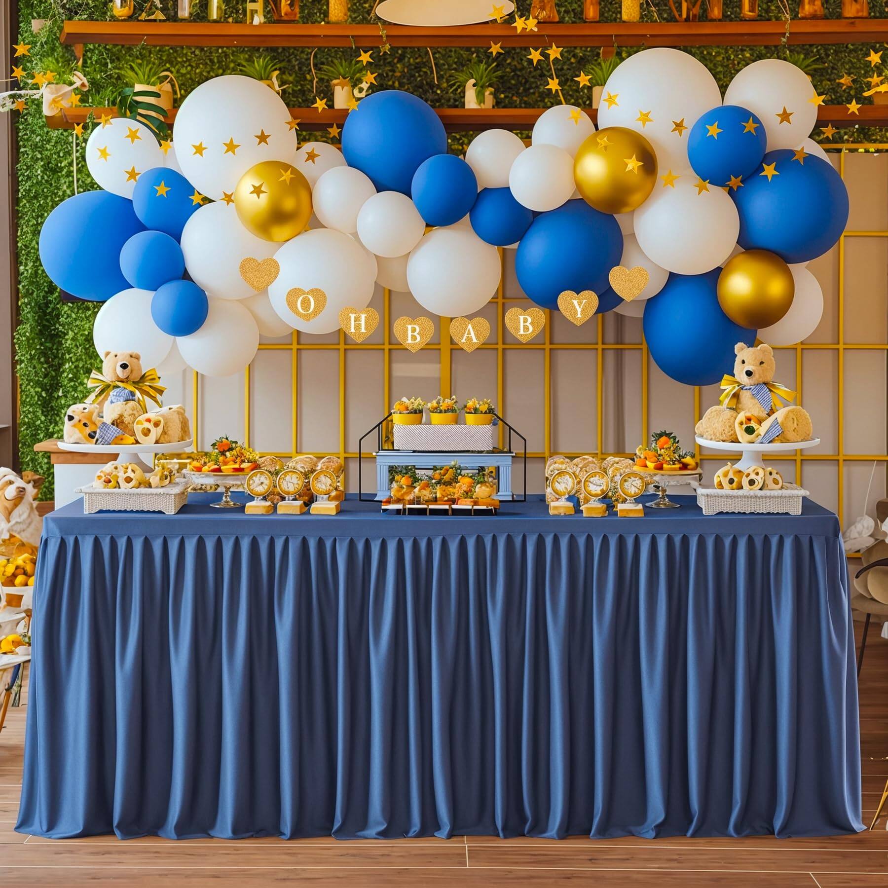 Alt View 2. Dapper Styles - Navy Table Clothes For Rectangle Tables Wrinkle Resistant Fitted Cloth With Pleated Ruffle Skirts Banquet W... - Royal Blue-48" x 24" (4FT-1 Pack).