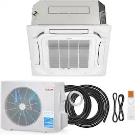 Tosot - 18,000 BTU Ceiling Cassette Mini Split AC, 21 SEER2, 230V, 8-Way 360° Airflow, Light Commercial & Residential, Aoraki - White