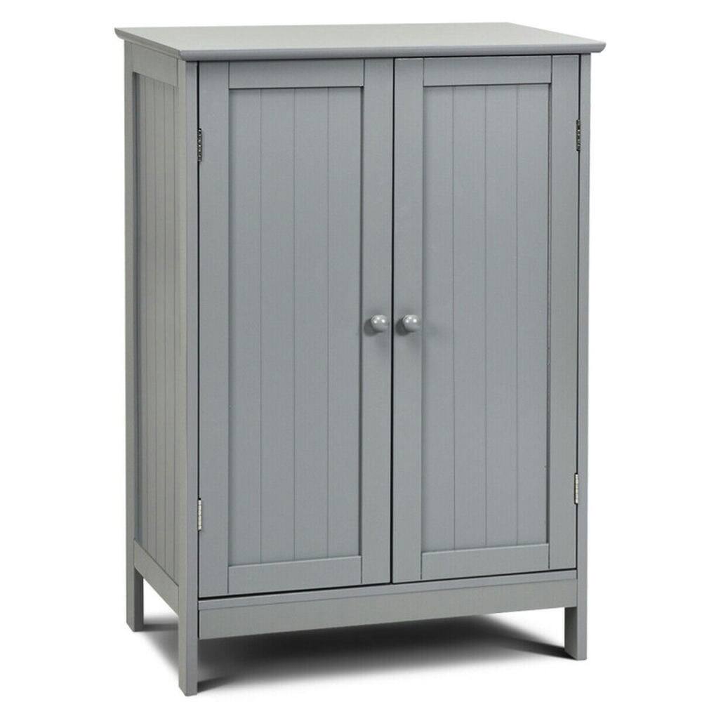Back. Kadyn - Bathroom Floor Storage Double Door Cupboard Cabinet-Gray, Bathroom Cabinets for Entryway Storage, Home Office Furniture - Gray.