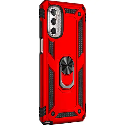 Angle. SaharaCase - Military Kickstand Case for Motorola G Stylus 4G 2022 - Red.