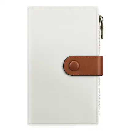 Front. Kitcheniva - RFID Credit Card & Passport Holder Trifold Clutch Wallet White Brown - White Brown.