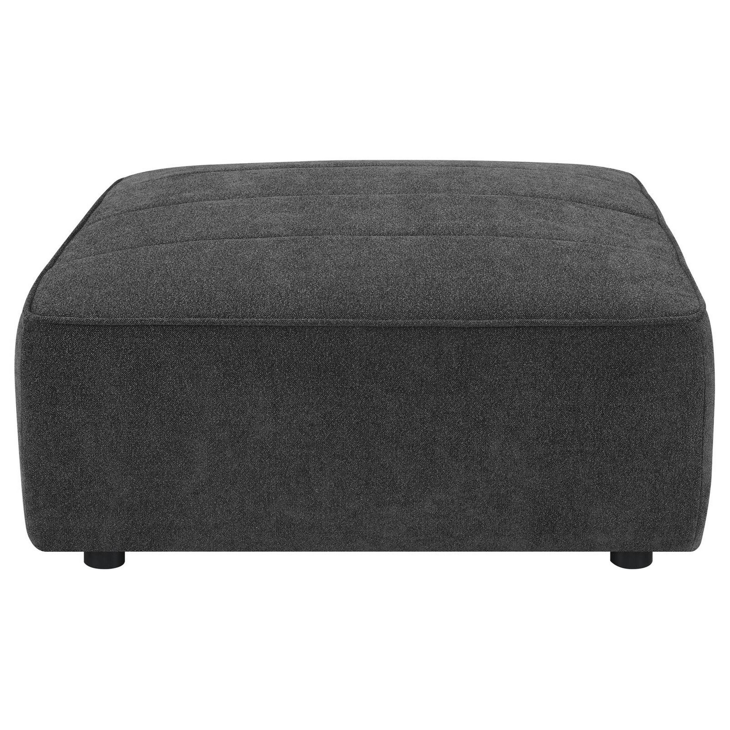 Alt View 1. Manhattan Lane - Suri 35 Inch Ottoman, Soft Boucle Fabric, Horizontal Stitching, Gray - Gray.