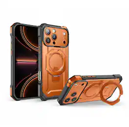 FINEAK - Unicorn Beetle Grip iPhone 17 Pro MagSafe Case - Military-Grade Drop Protection, Kickstand + Camera Cover, Coral - Translucent Coral