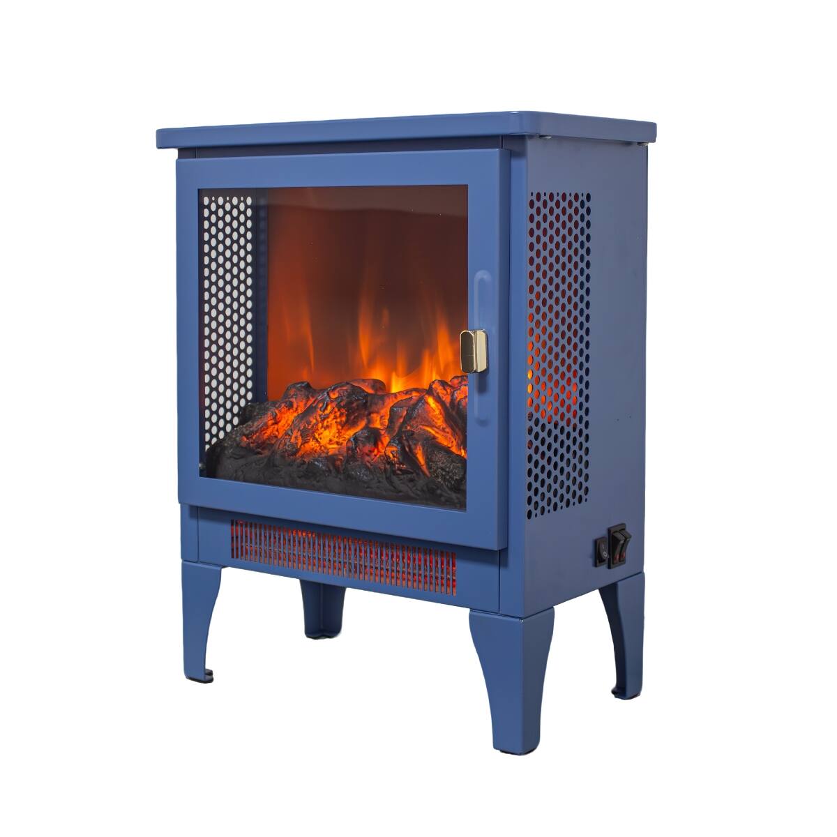 Front. Loheer - Loheer 18 inch freestanding electric fireplace Aqua Blue Portable Heater with 3D Flame - Aqua Blue.