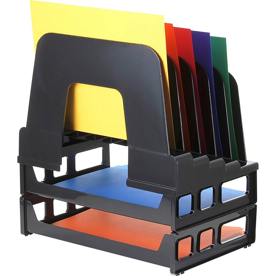 Angle. Officemate - Officemate Tray/Incline Sorter Combo 5 Compartment s Desktop Stackable Black 1 / Pack - Black.