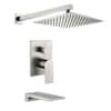 Front. Boyel Living - Brushed Nickel 10-Inch Rain Shower System Brass SUS304 2-Function Valve Waterfall Spout cUPC - Brushed Nickel.