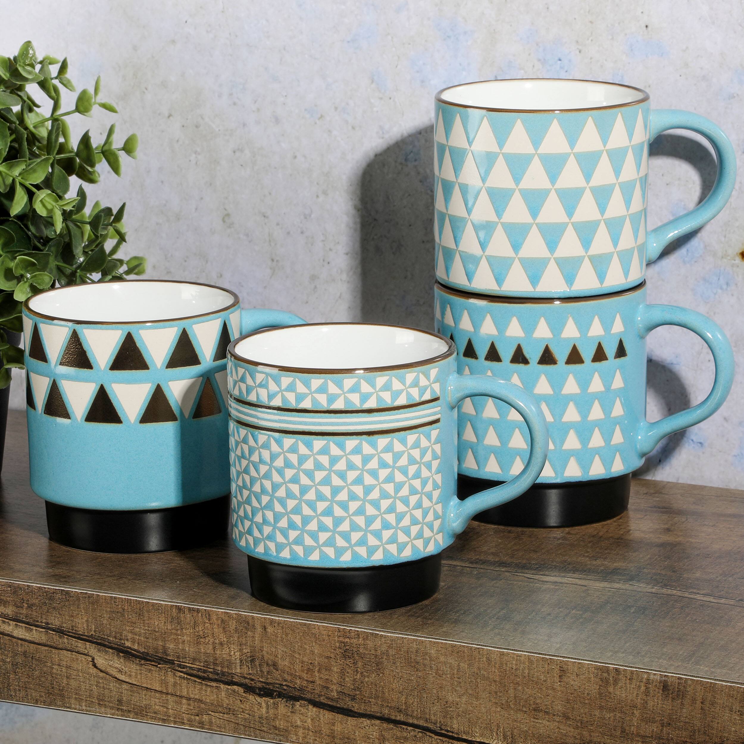 Alt View 7. Mr. Coffee - Mr. Coffee Prime Valley 4 Piece 15 Ounce Stackable Coffee Mug Set in Assorted Designs - Assorted.