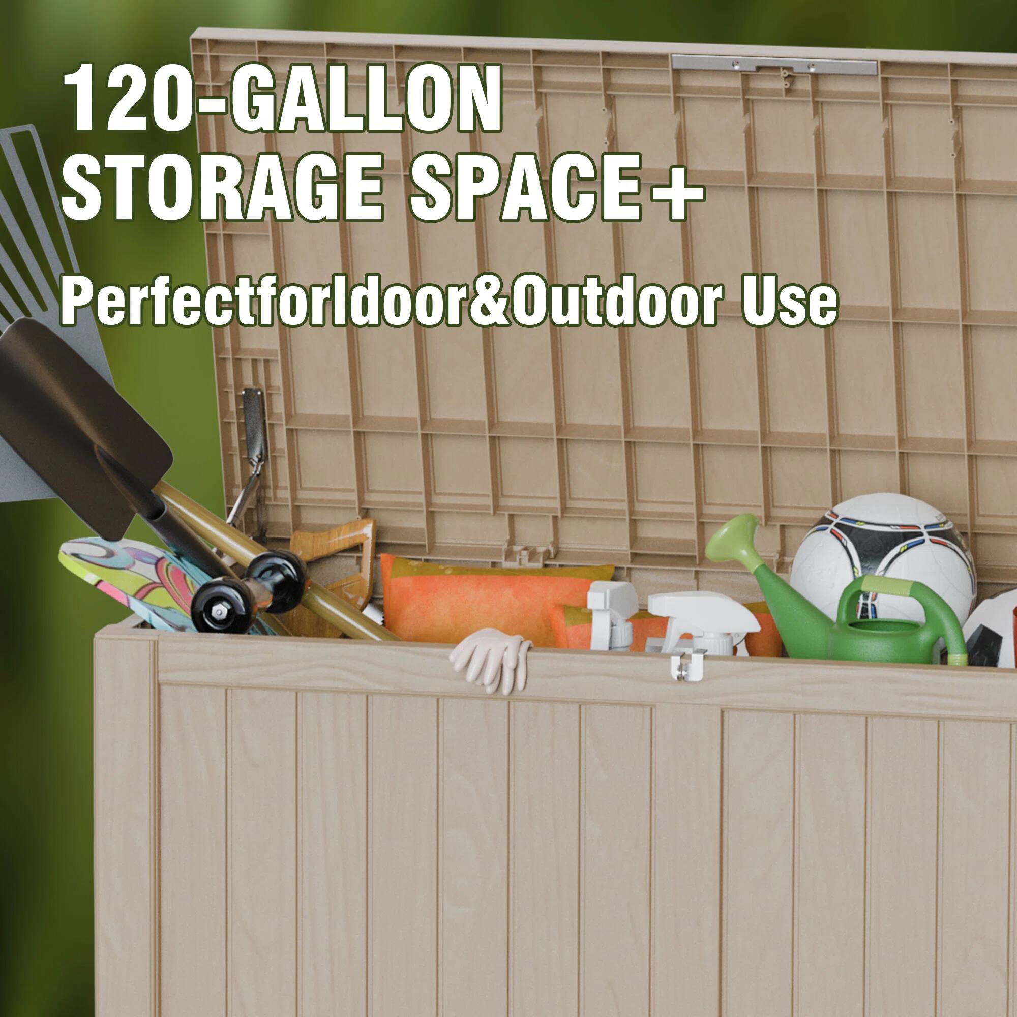 120-GALLON STORAGE SPACE +  
Perfect for Indoor & Outdoor Use
