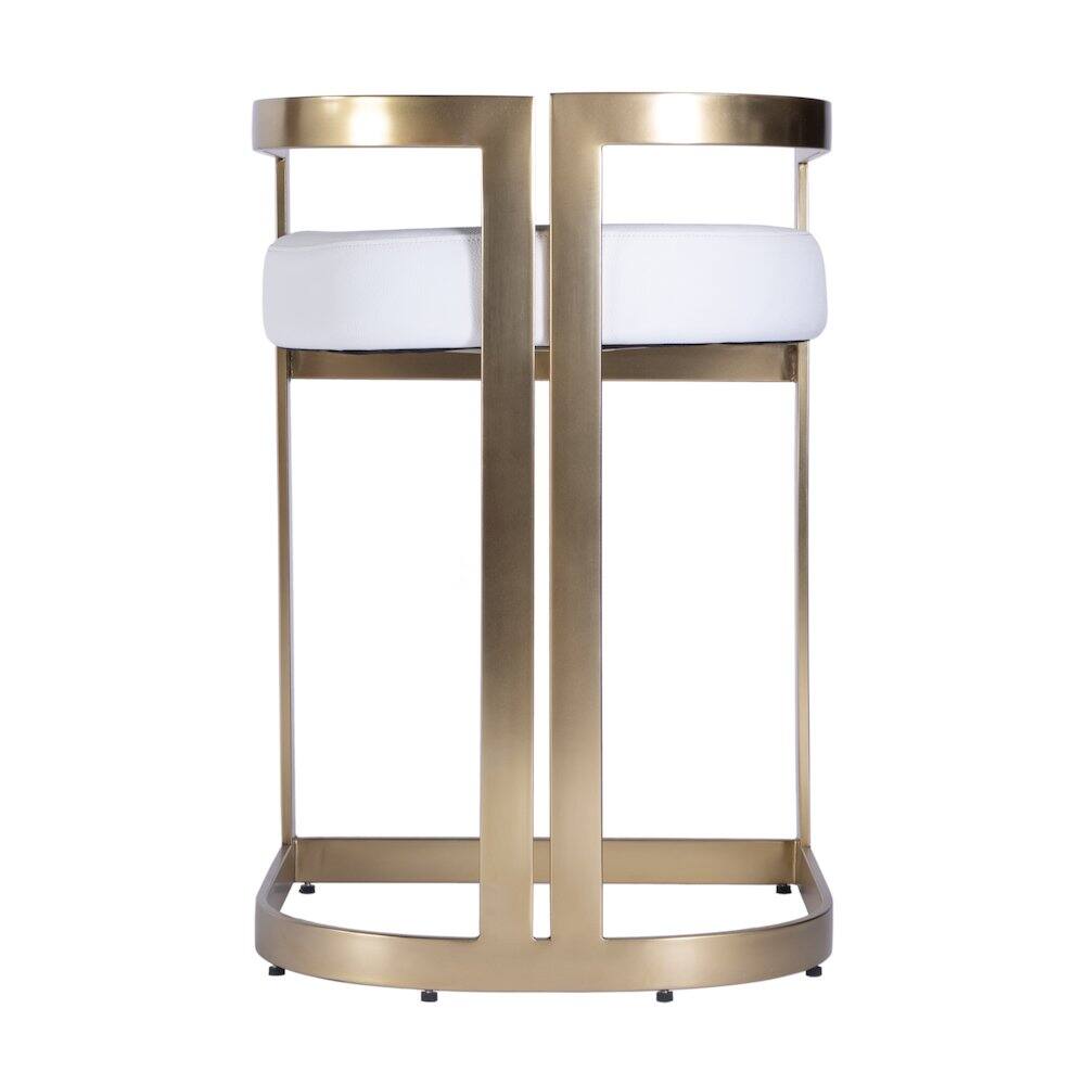 Back. Butler Specialty - Clarence Faux Leather 23" Dining Stool - White.