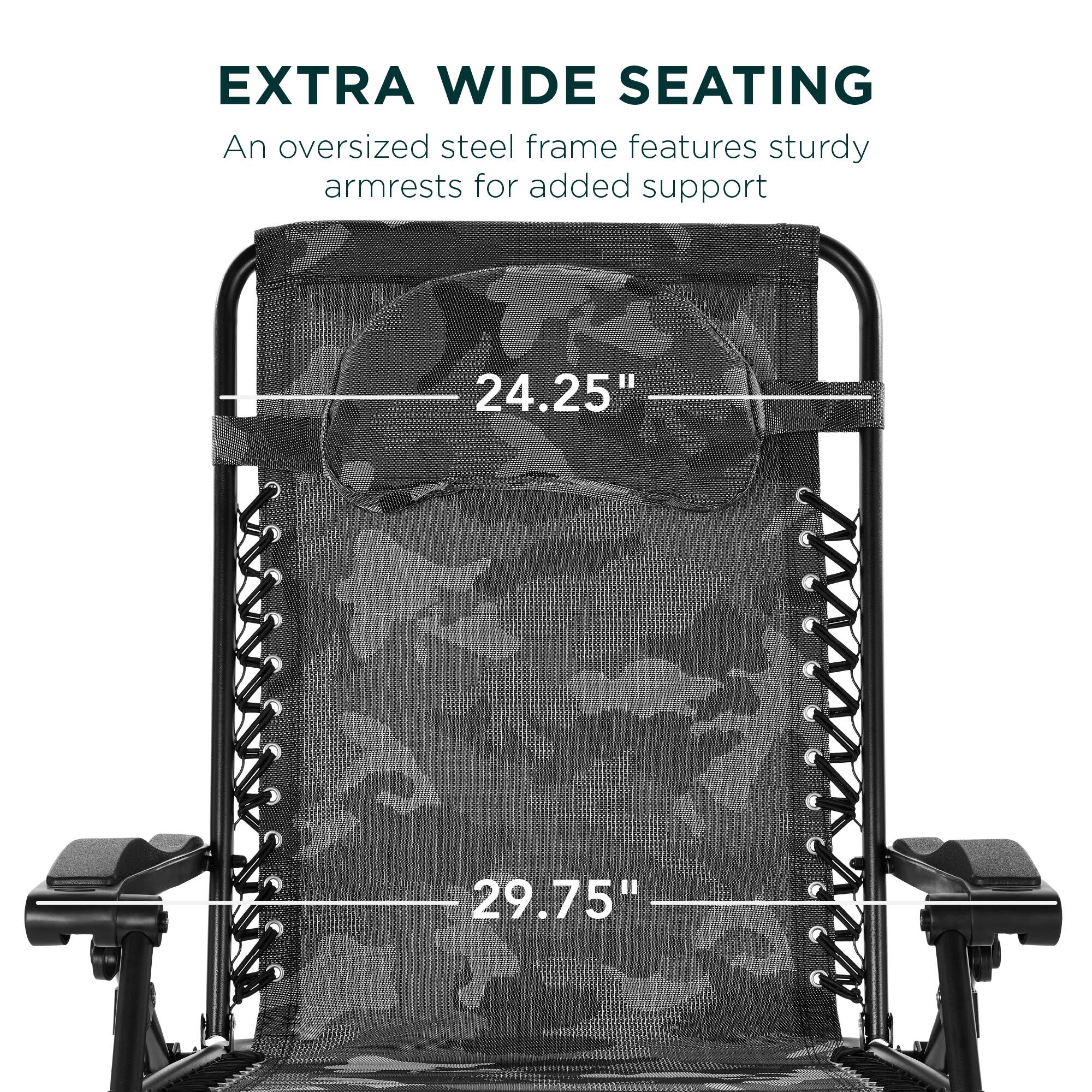 EXTRA WIDE SEATING  
An oversized steel frame features sturdy armrests for added support  

24.25"  
29.75"