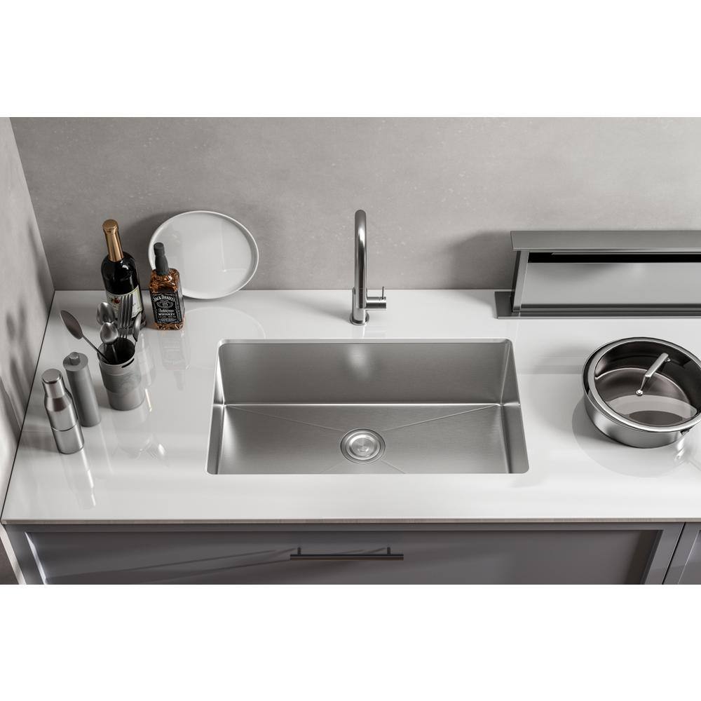 Alt View 2. Elegant Kitchen and Bath - Stainless Steel undermount kitchen sink L30''xW18'' x H10" - Stainless Steel.