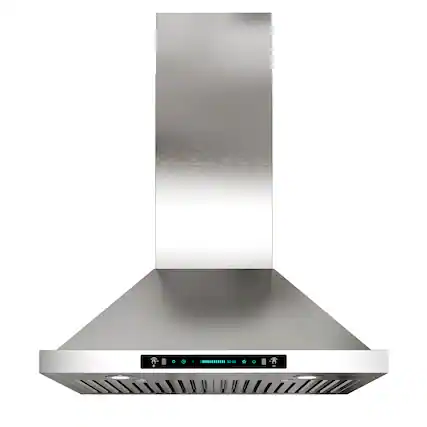 Front. Onefly - 30 inches - Convertible - Wall Mount Range Hood - Stainless Steel.