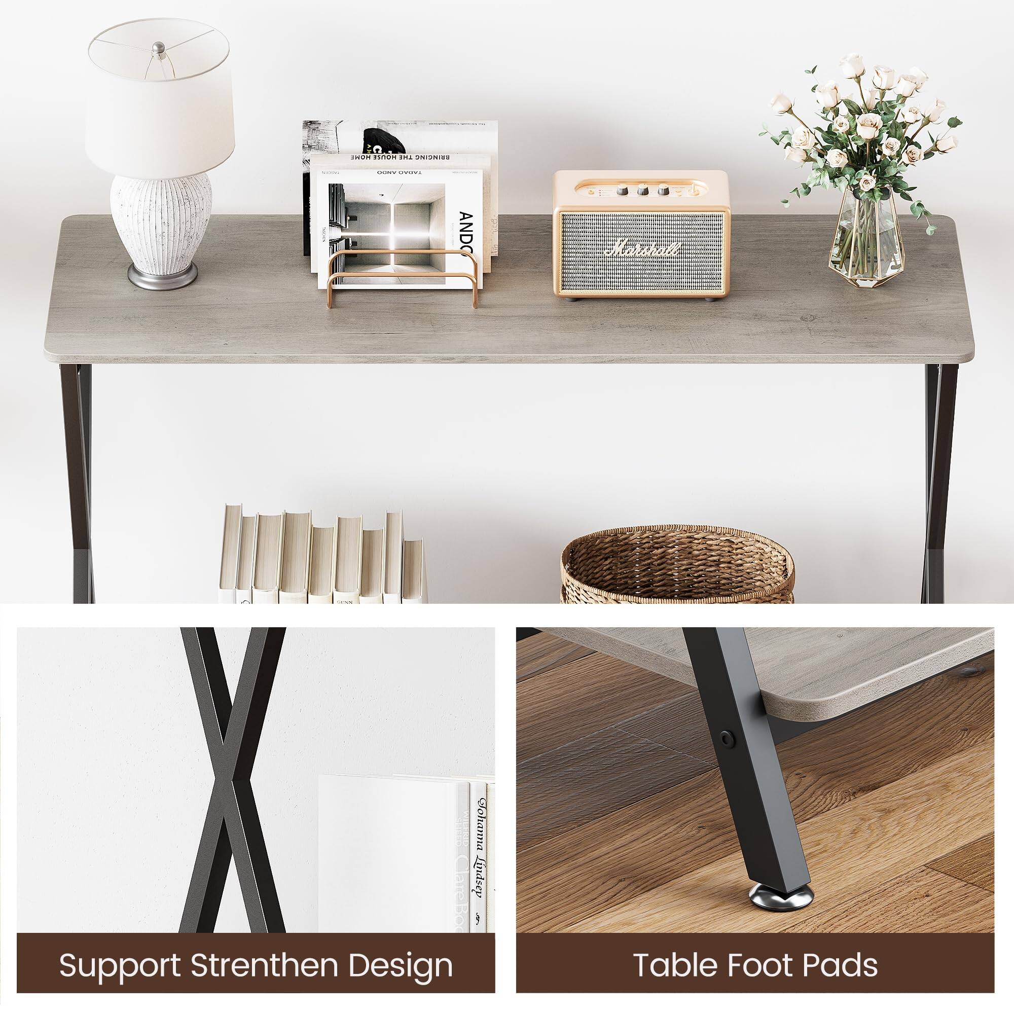 Jojoka 31.4" Console Table with Shelf, 2 Tier Narrow Entryway Table ...