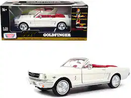 1964 1/2 Ford Mustang Convertible White w/Red Interior James Bond 007 "Goldfinger" 1964 Movie 1/24 Model Car by Motormax