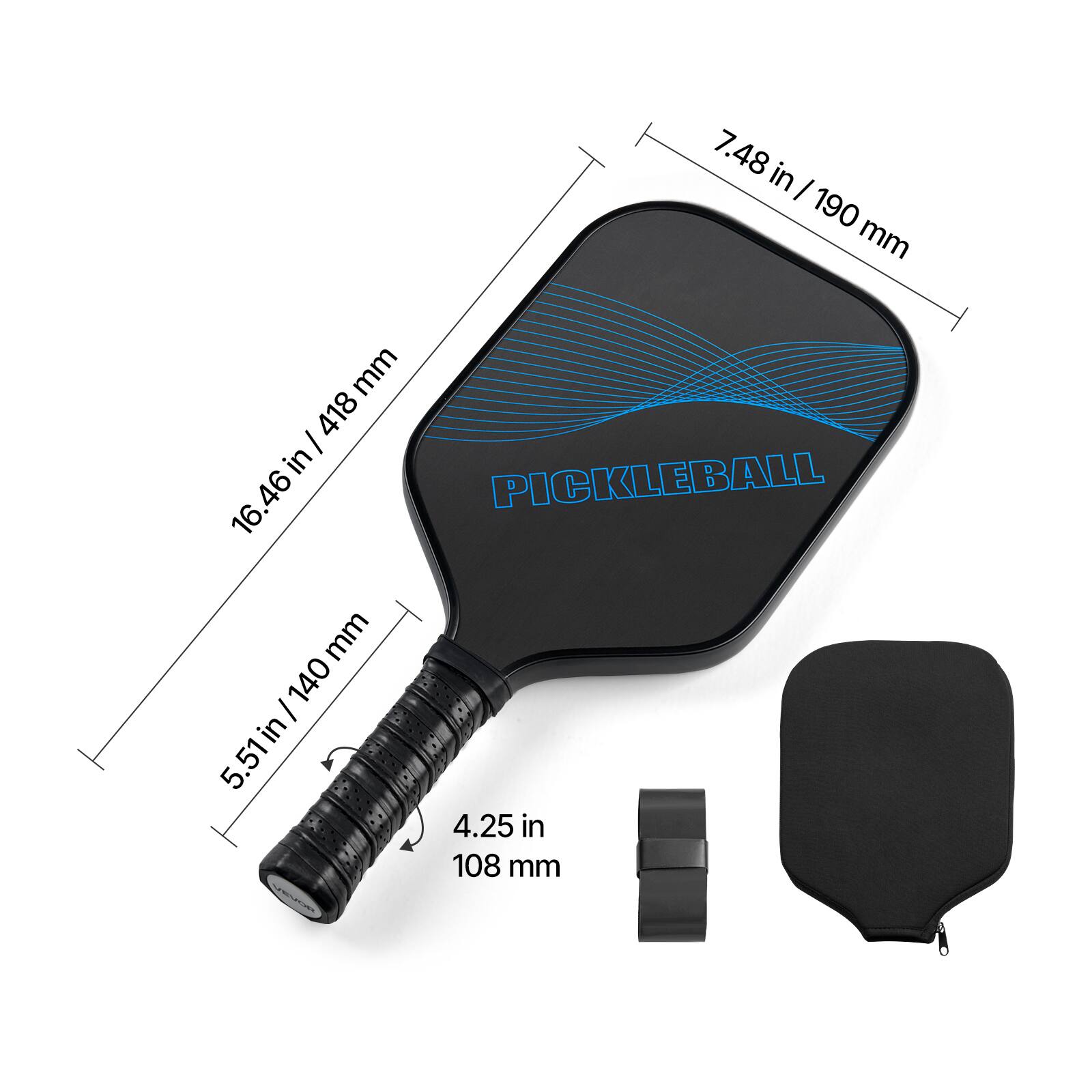 - 7.48 in / 190 mm
- 16.46 in / 418 mm
- 5.51 in / 140 mm
- 4.25 in / 108 mm