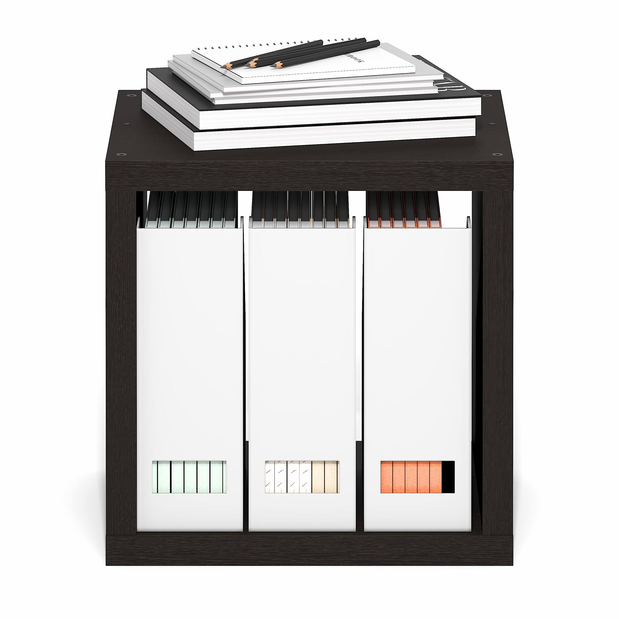 Alt View 4. Furinno - CUBICLE Book Shelf, Bookshelf, Cube Storage Organizer Bookcase with Open Back, for Living Room, Bedroom, Home Office - Black Dark Oak.