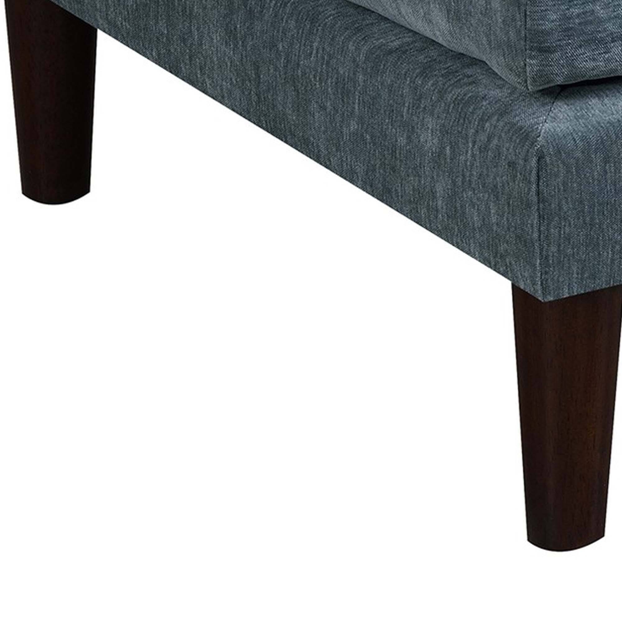 Alt View 2. Manhattan Lane - Rio 32 Inch Modular Ottoman, Box Cushion Seat, Wood Legs, Slate Blue Fabric - Blue.
