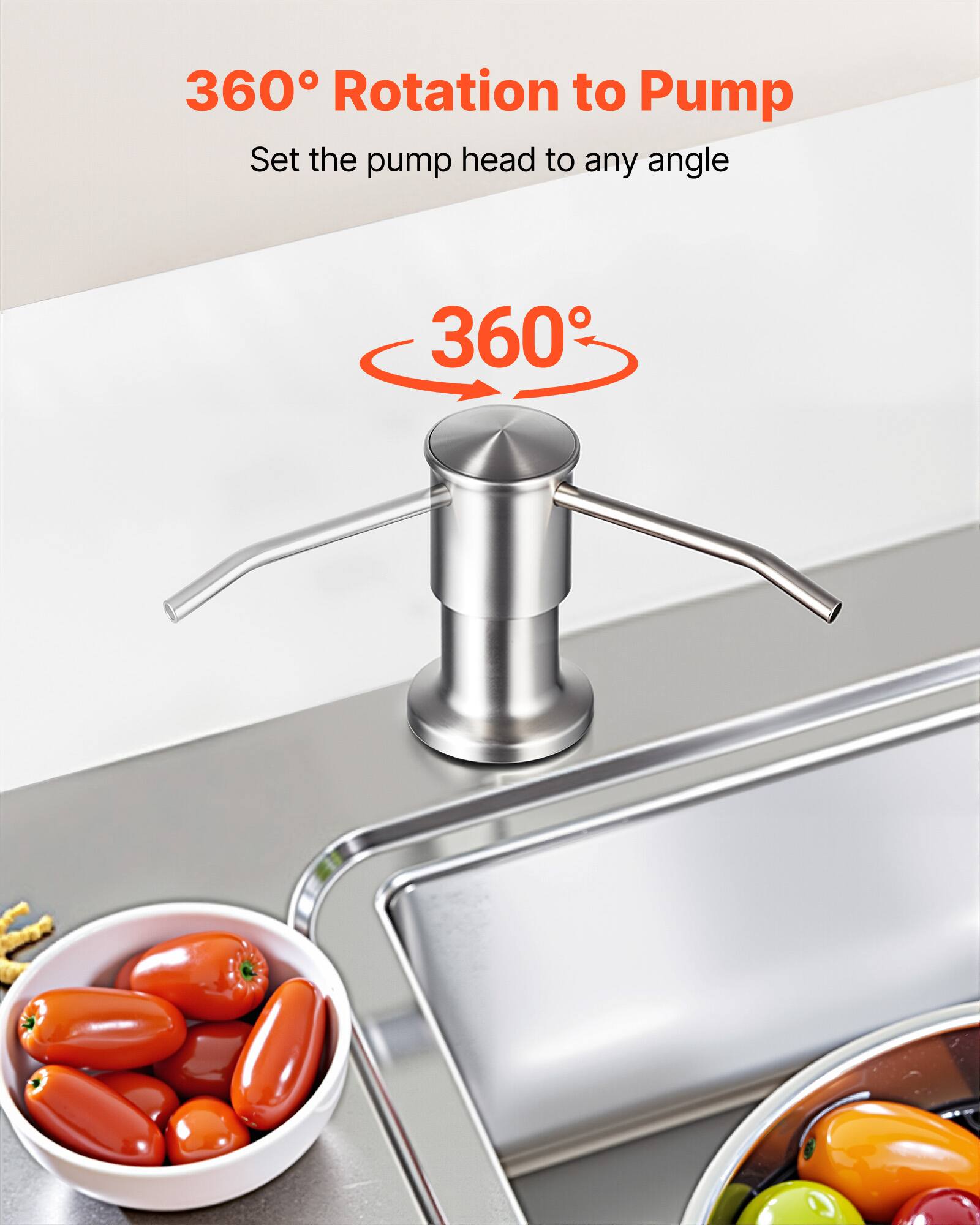 360° Rotation to Pump  
Set the pump head to any angle