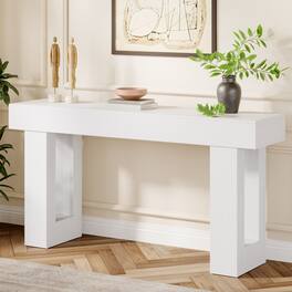 Tribesigns - Console Table with Engineered Wood Construction and Rectangular Top for Entryway, Hallway and Living Room - White