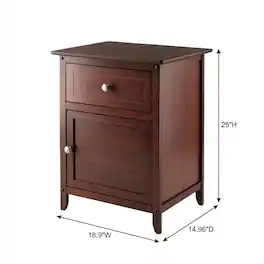 FurniFact - Farmhouse End Table With Storage Finish, Wooden Side Table And Drawer - Walnut