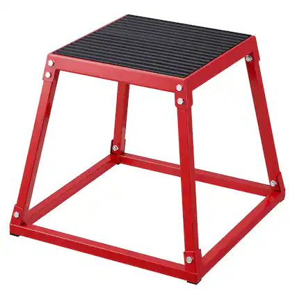 Front. VEVOR - Plyometric Jump Box, 18 Inch Plyo Box, Steel Plyometric Platform and Jumping Agility Box, Anti-Slip Fitness Step Up Box - Red.