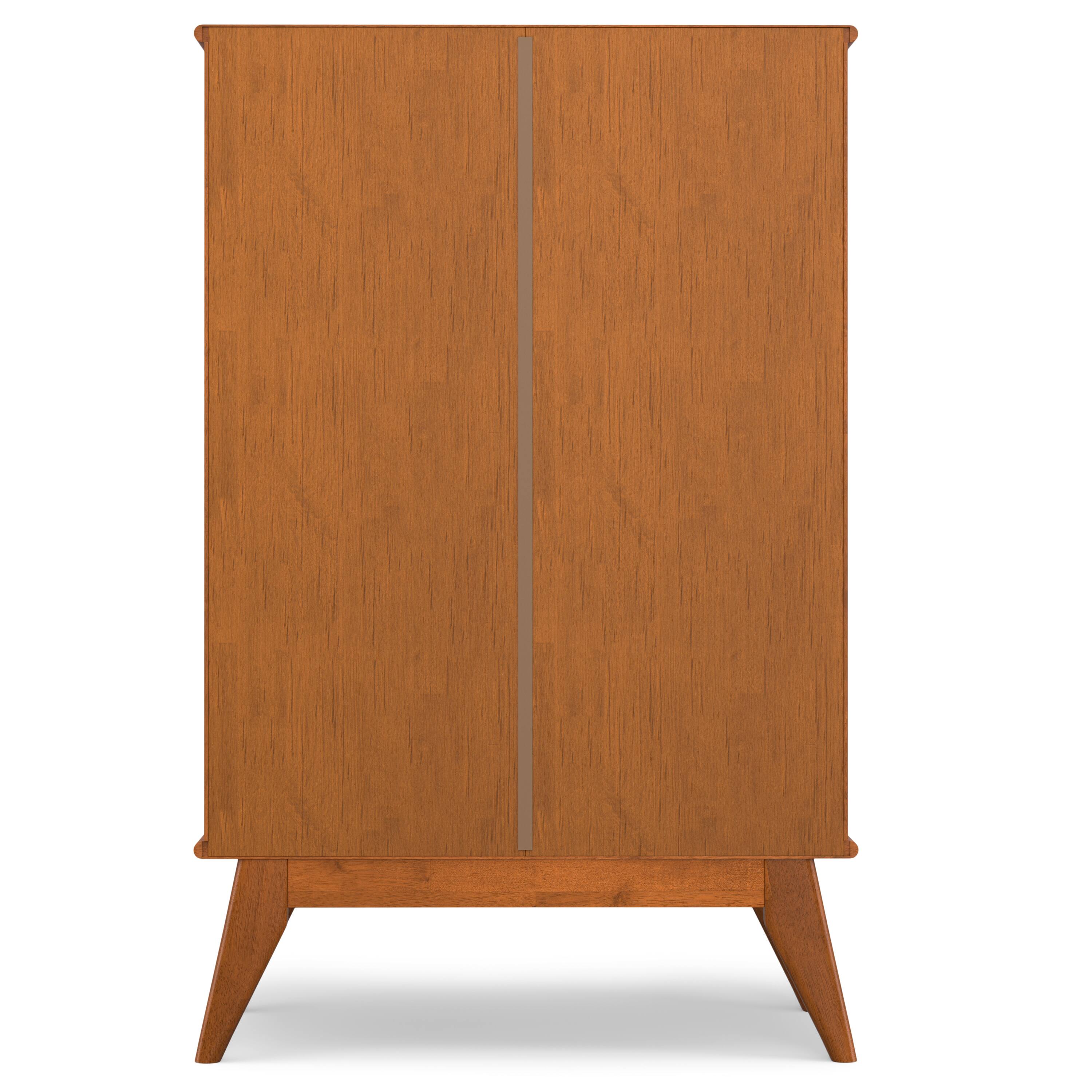 Alt View 1. Simpli Home - Draper SOLID HARDWOOD Mid Century Modern 32 inch Wide Bar Cabinet in Teak Brown - Teak Brown.