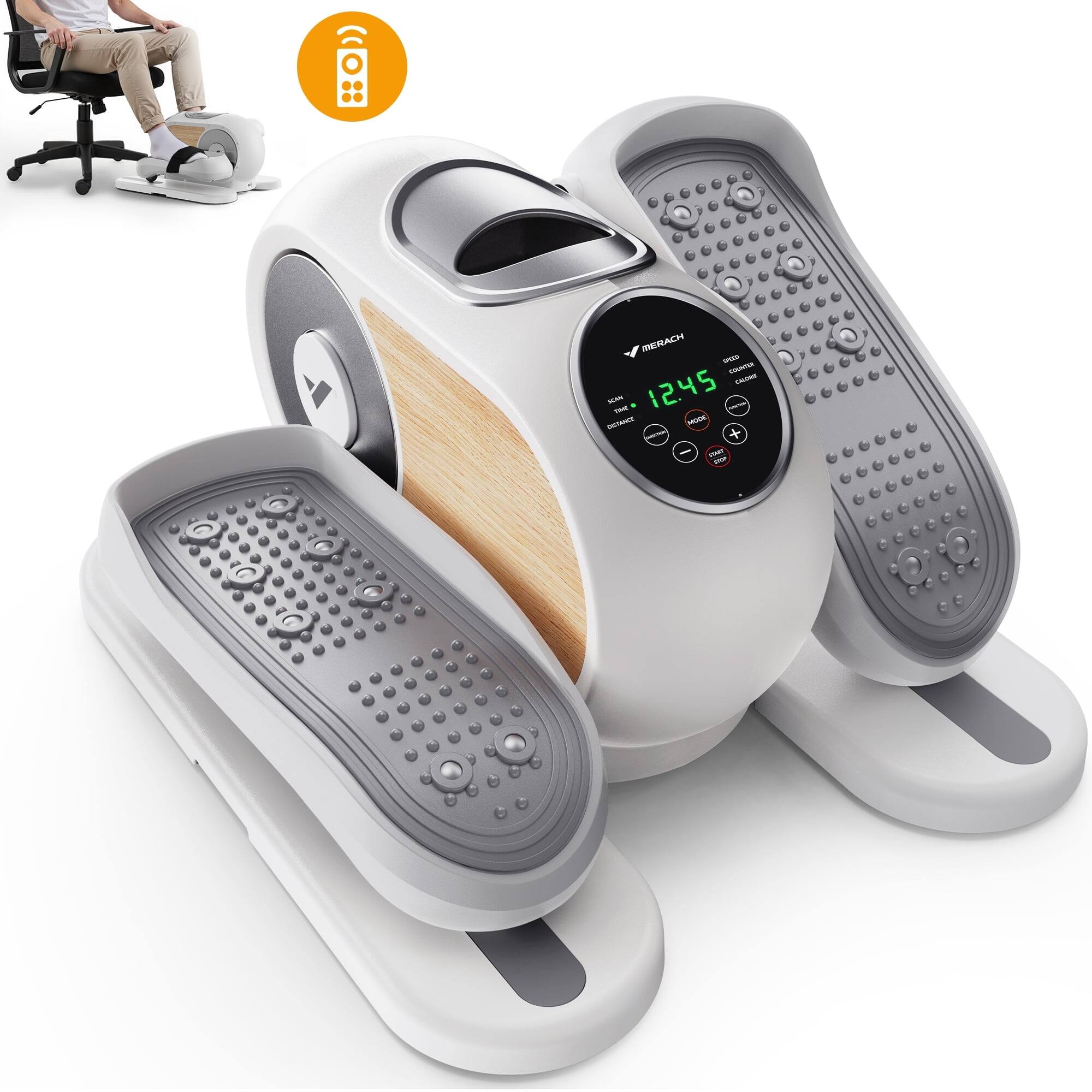 MERACH - E32 Under Desk Elliptical Machine Leg Exerciser For Home With Remote Control - White