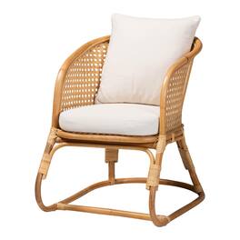 bali & pari - Niko Bohemian Rattan Arm Chair - Light Honey/White