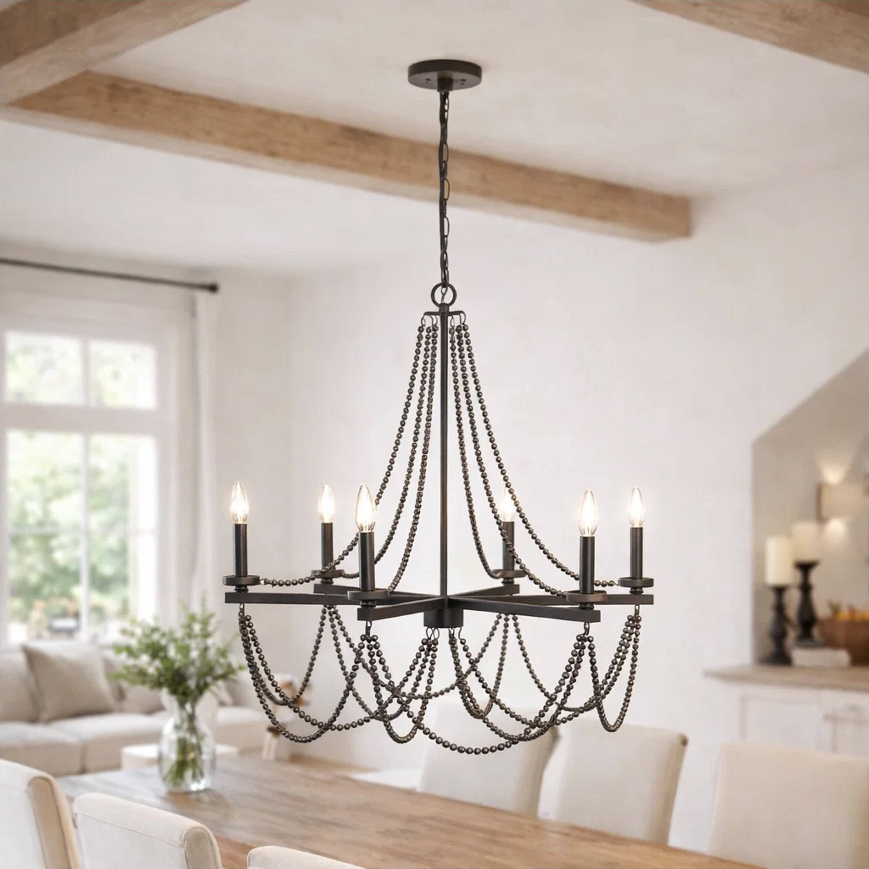 Alt View 5. Manhattan Lane - Tura 30 Inch Chandelier, Classic Chrome Beaded Candelabra Design - Silver.
