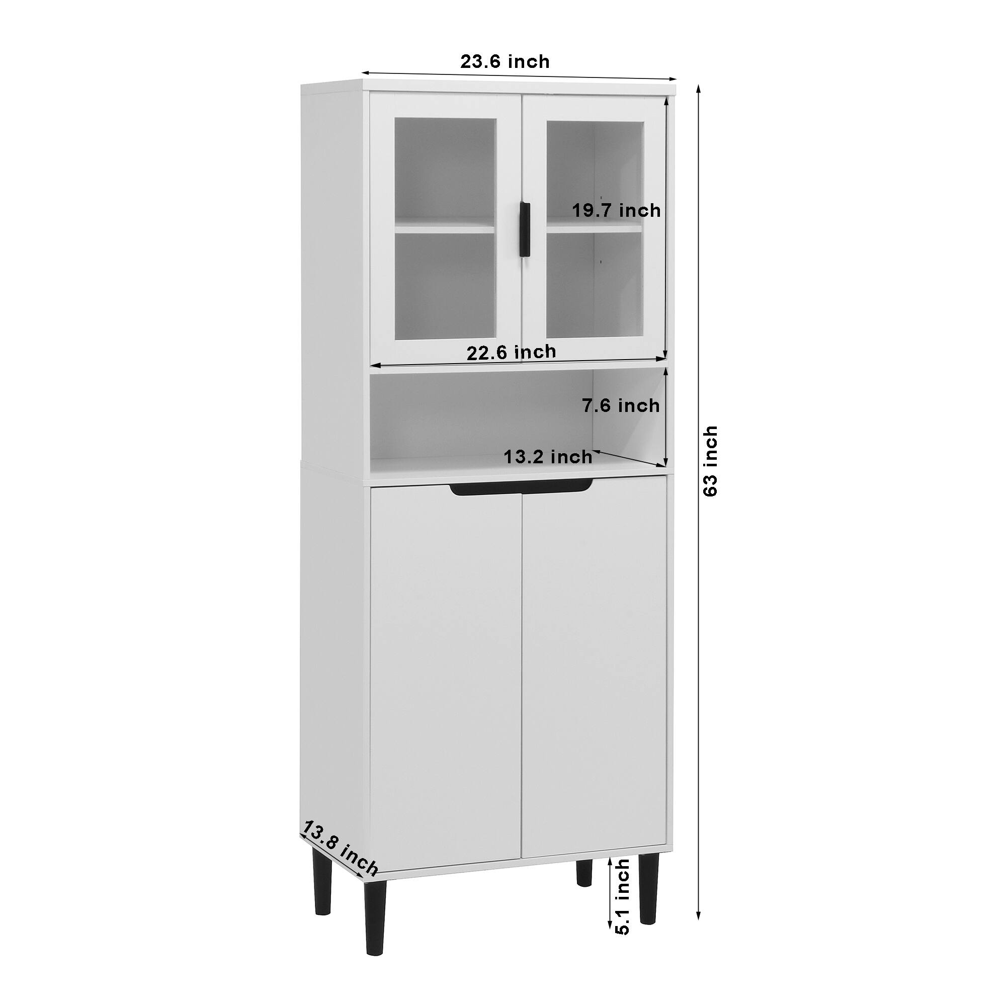 23.6 inch  
19.7 inch  
22.6 inch  
7.6 inch  
13.2 inch  
63 inch  
13.8 inch  
5.1 inch