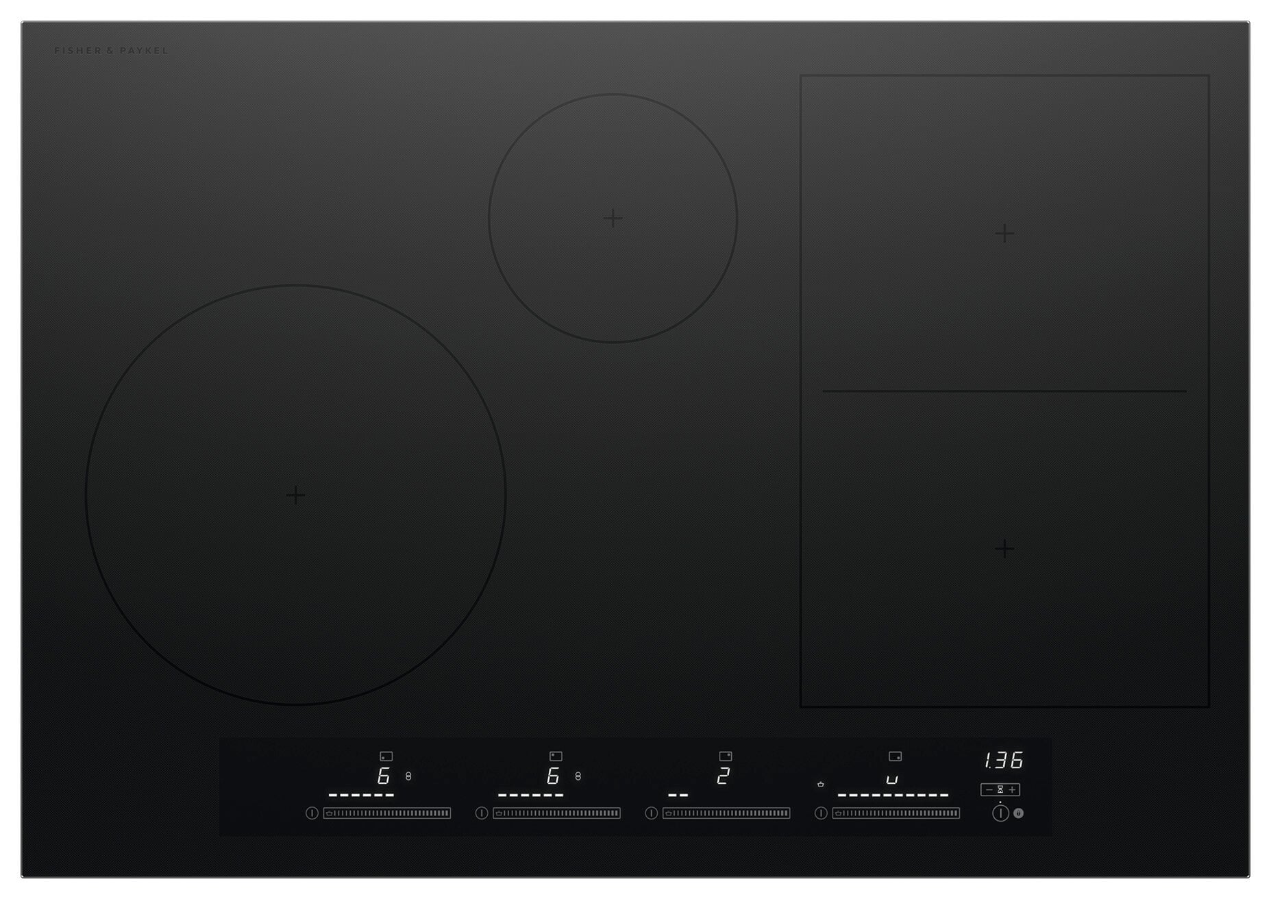 Fisher & Paykel - 30" Built-in Electric Cooktop, 4 Zones with Smart Zone - Black