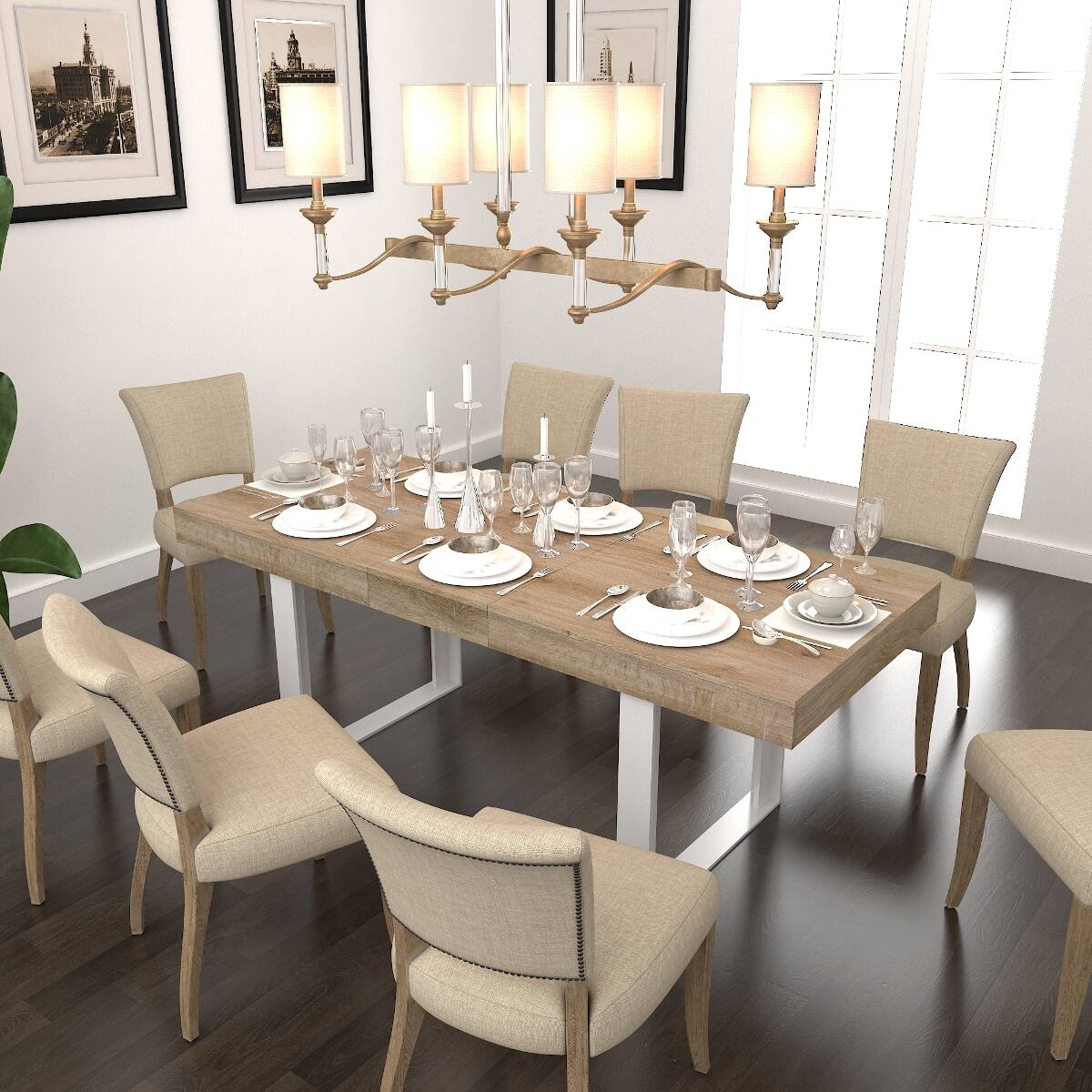 Loheer Extendable Dining Table, Modern Farmhouse Table for Six to Ten ...