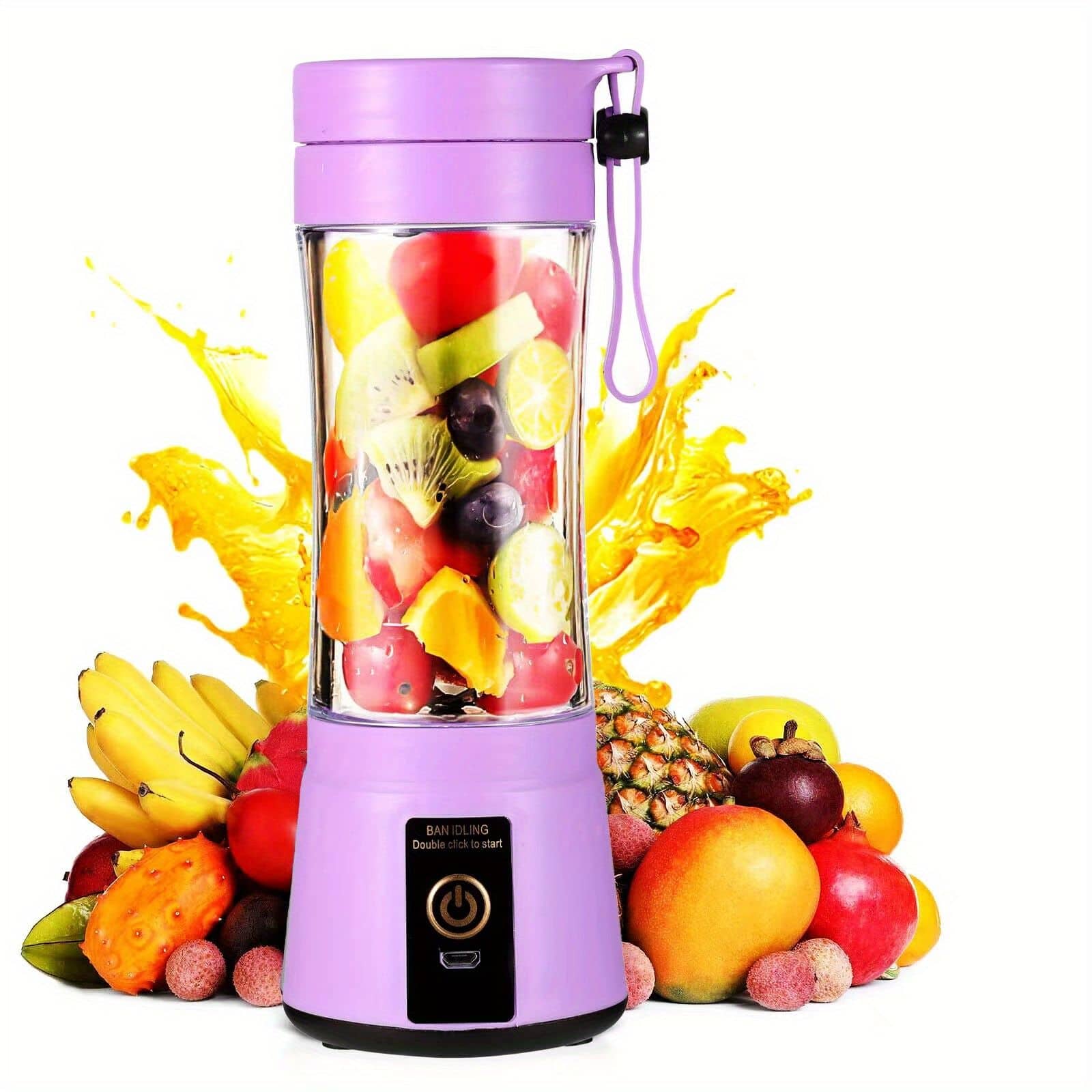 Forest'nSky - 380ML Portable Juicer and Blender Cup, USB Rechargeable with 6 Blades for Fresh Juice - Purple