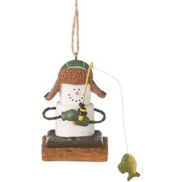 Ganz - Smores Marshmallow Snowman Ice Fisherman Resin Christmas Ornament 2.5 inch - White