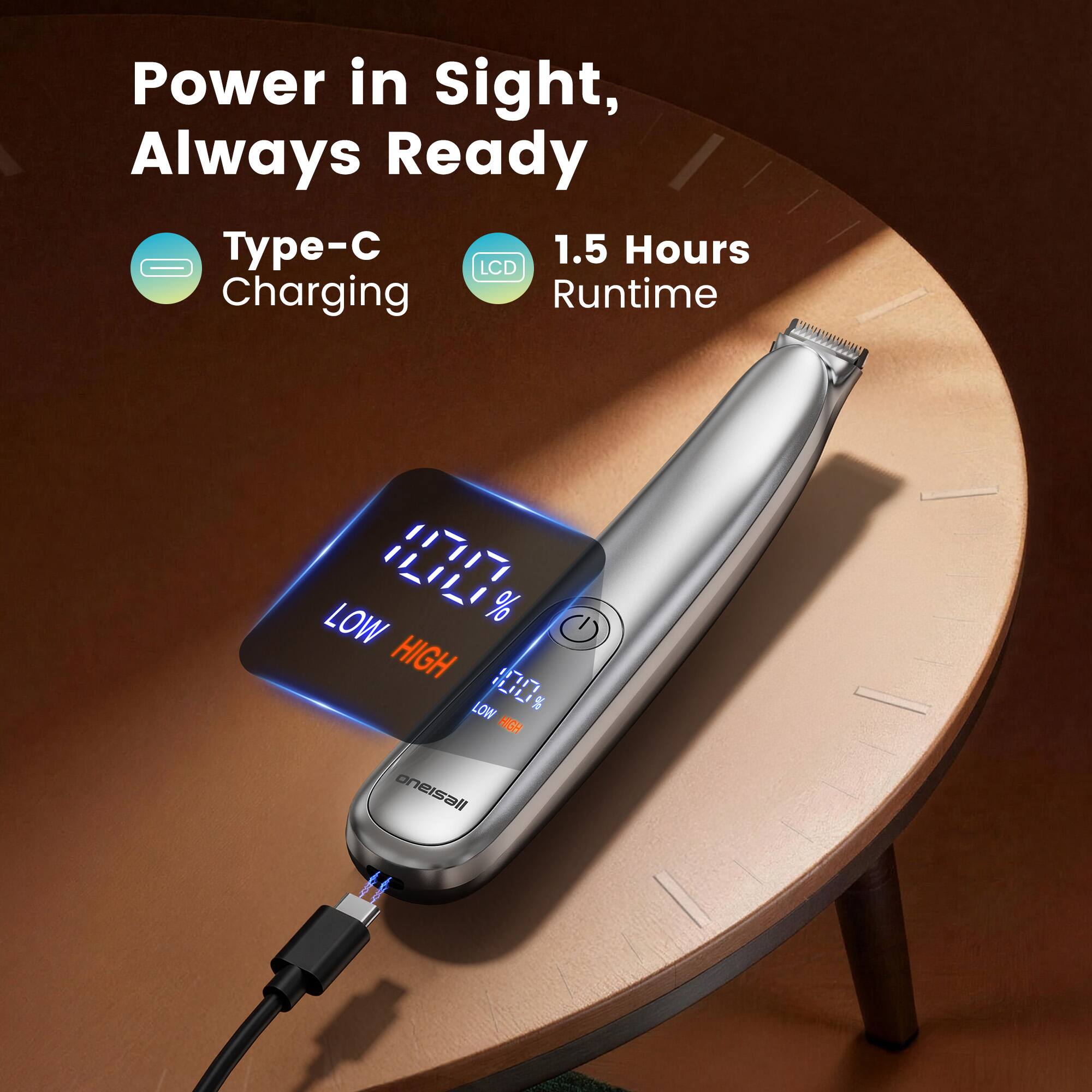 Power in Sight, Always Ready

Type-C Charging

1.5 Hours Runtime

LCD

LOW HIGH

11_01_1% % HIGH

LOW

CILIS 5 NGH

DI oneisall