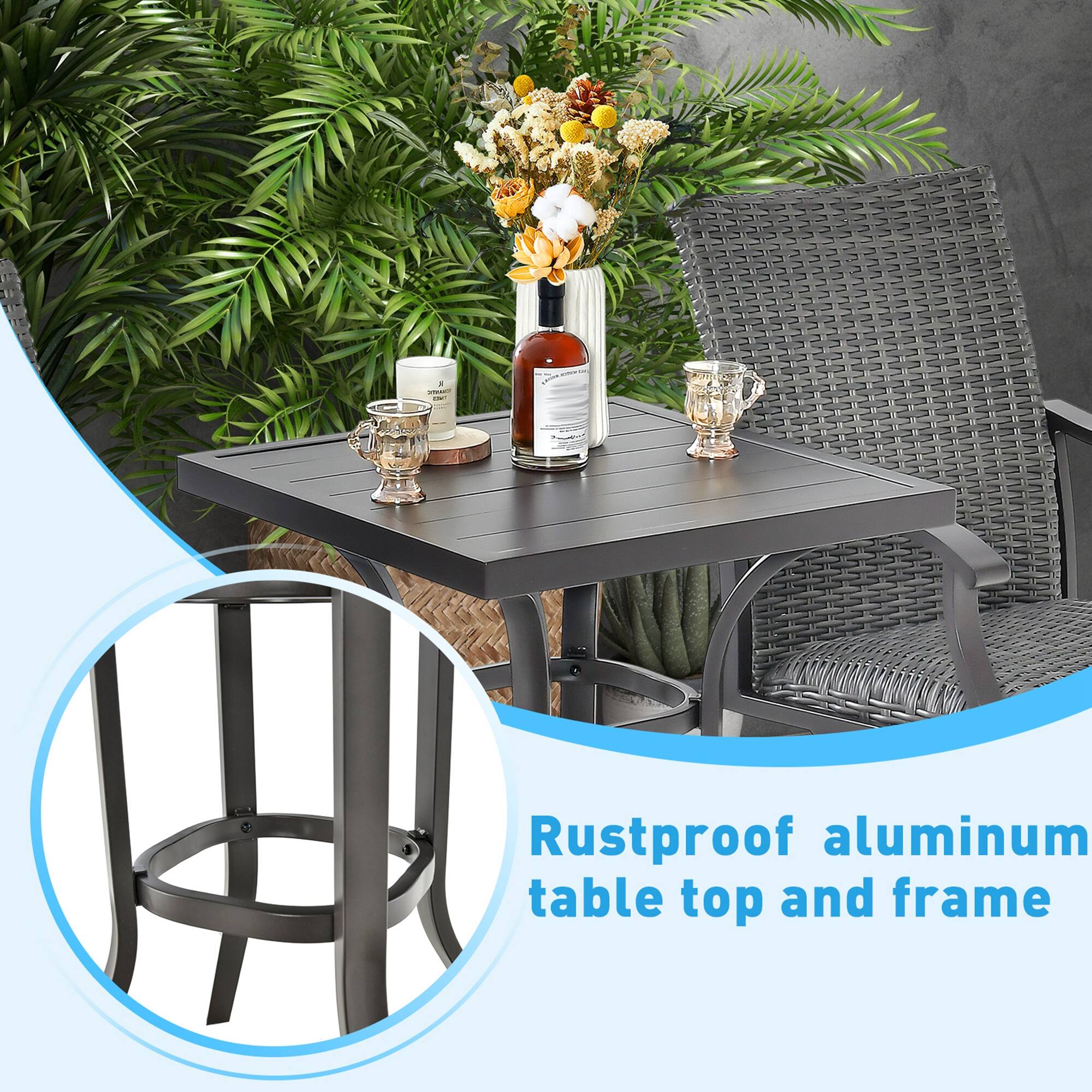 Rustproof aluminum table top and frame