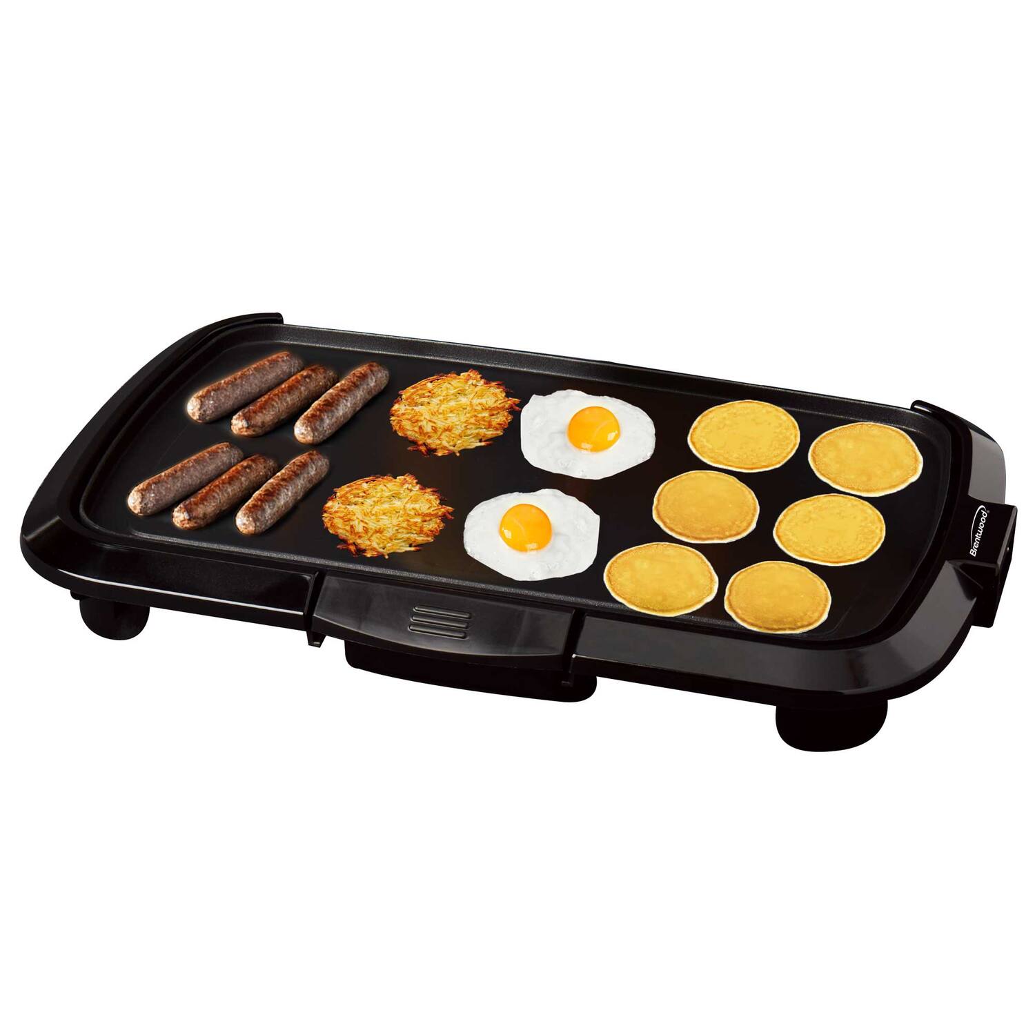 Angle. Brentwood - Brentwood 1,200-watt Non-stick Electric Griddle With Drip Tray, Adjustable Temperature, And Cool-touch Handles - black.