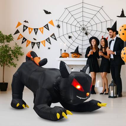 Front. Winado - 6.5 FT Halloween Inflatables Animated Black Cat with Shakable Head for Outdoor Decoration - Multicolor.