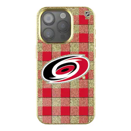 Front. Keyscaper - Carolina Hurricanes Plaid Bling iPhone Case - 16 Plus - Multicolor.