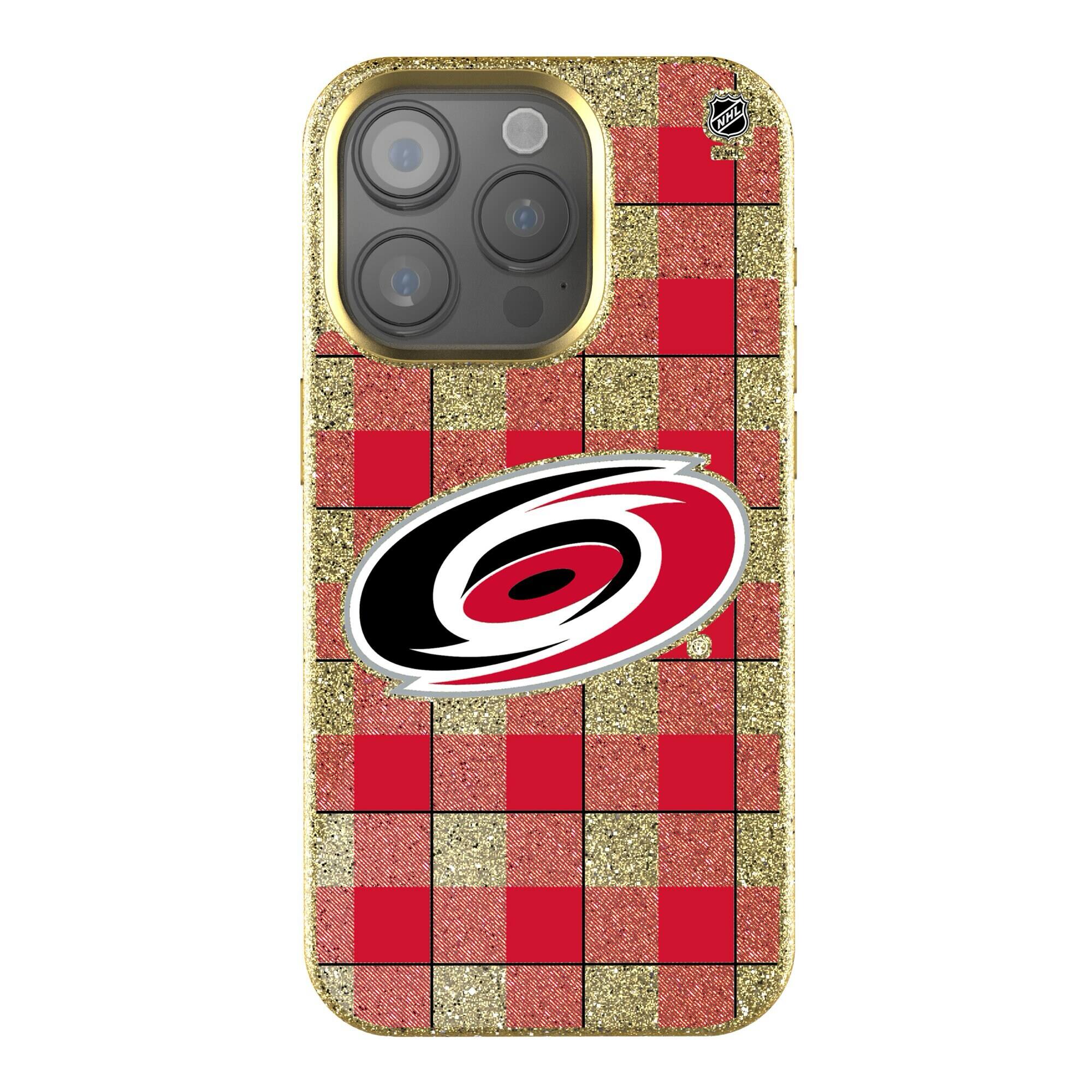 Front. Keyscaper - Carolina Hurricanes Plaid Bling iPhone Case - 16 Plus - Multicolor.