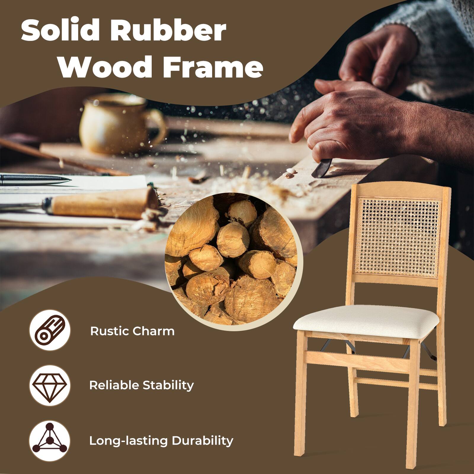 Solid Rubber Wood Frame

- Rustic Charm
- Reliable Stability
- Long-lasting Durability
