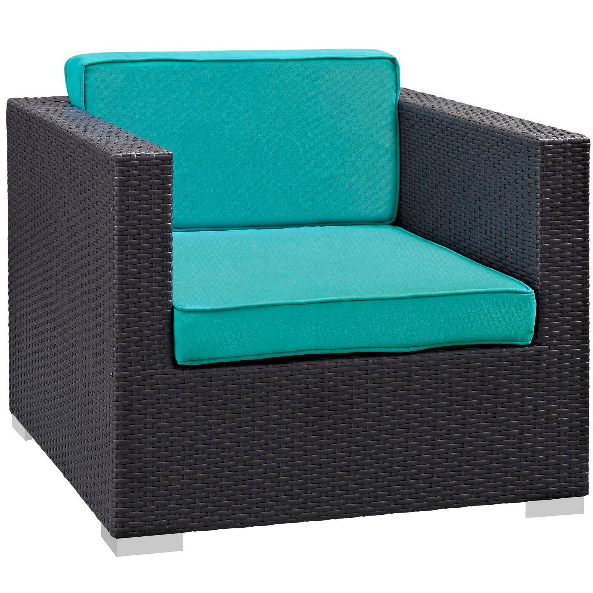 Gather Outdoor Patio Armchair by Modway - Espresso Turquoise