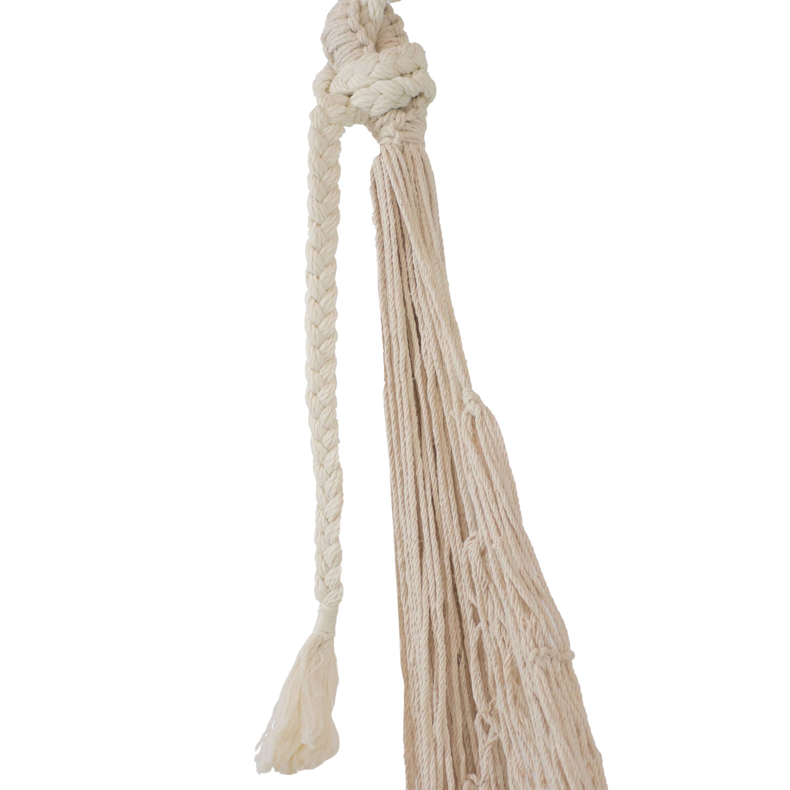 Alt View 5. Sunnydaze - Extra Large Mayan Cotton/Nylon Rope Hammock Chair - Beige.