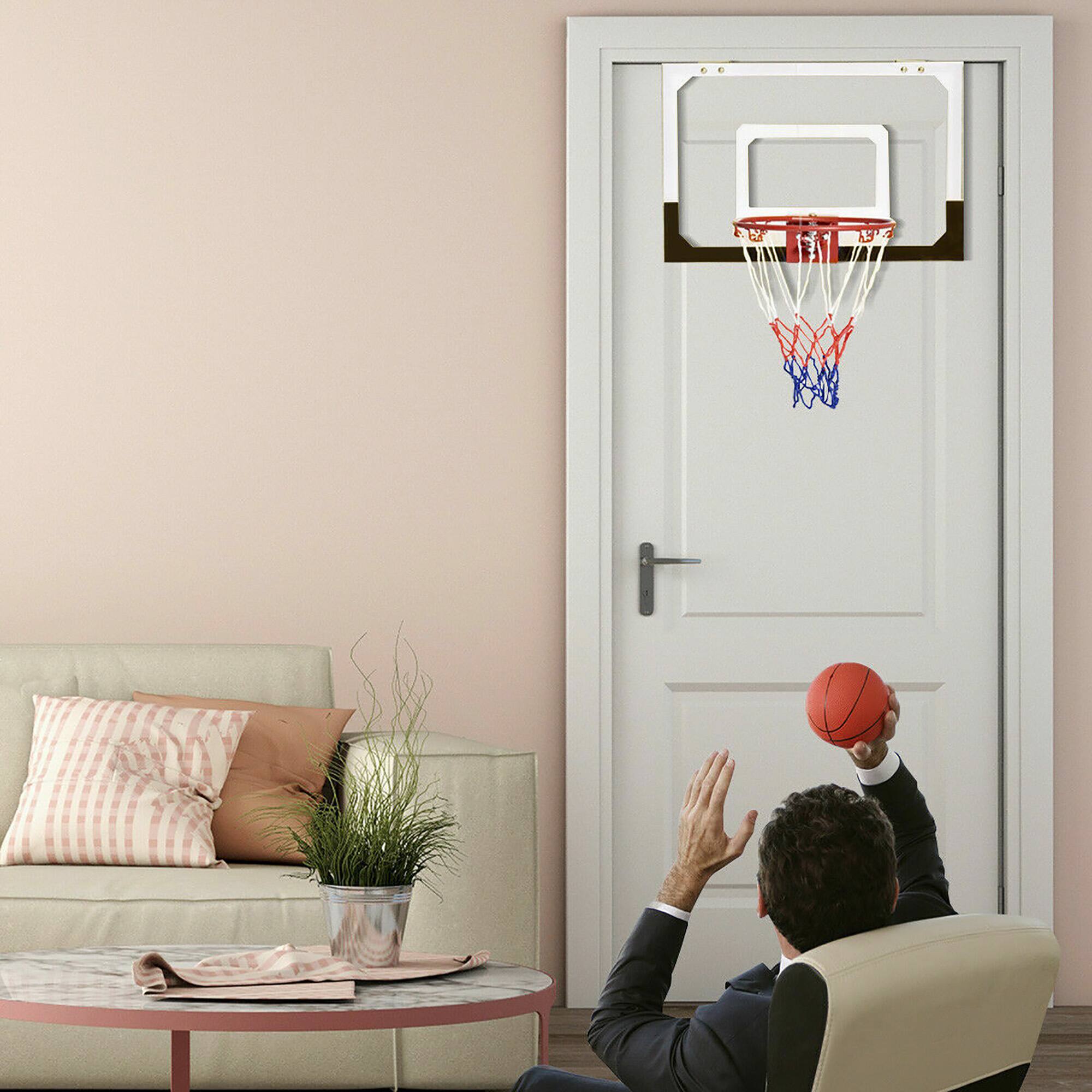 Alt View 2. Gymax - Gymax Over-The-Door Mini Basketball Hoop Includes Basketball & Hand Pump Indoor Sports - White.