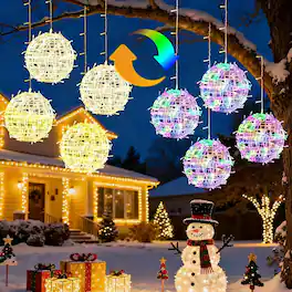 RTMB - 8-Pack 7" Outdoor Christmas Light Balls with Remote and Timer, Color-Changing Hanging Globe Lights for Yard and Patio - RGB+Warm White