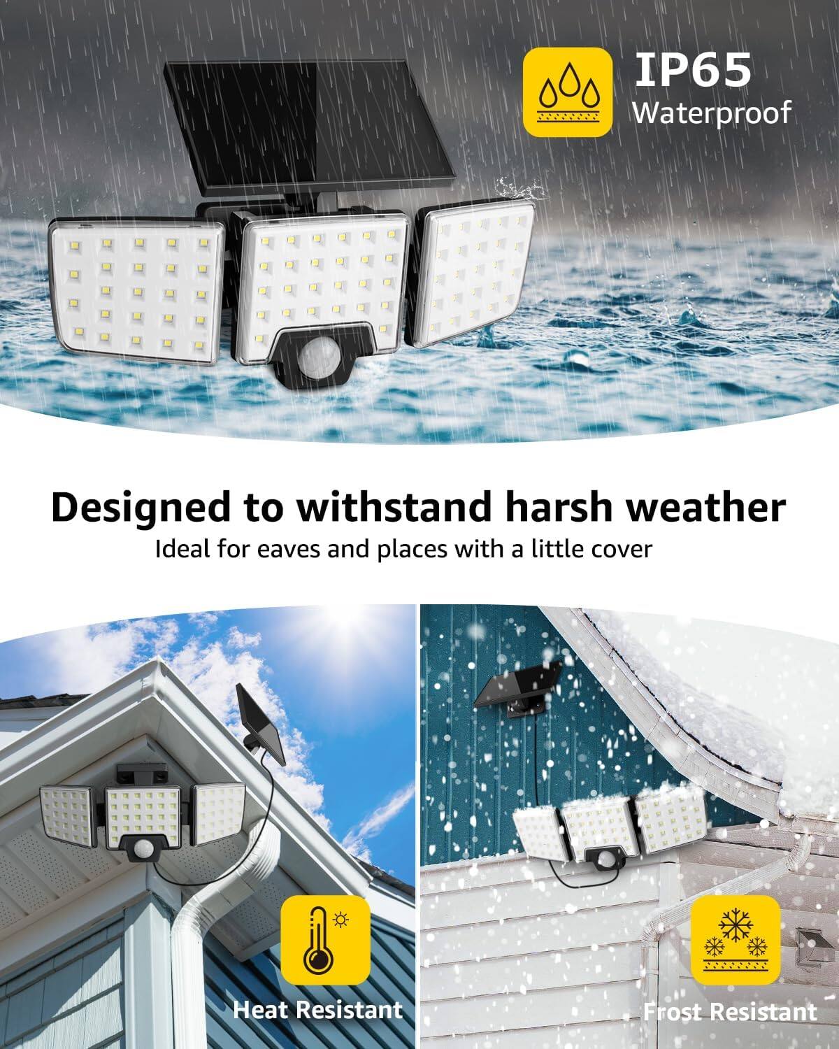 IP65 Waterproof  
Designed to withstand harsh weather  
Ideal for eaves and places with a little cover  

Heat Resistant  
Frost Resistant