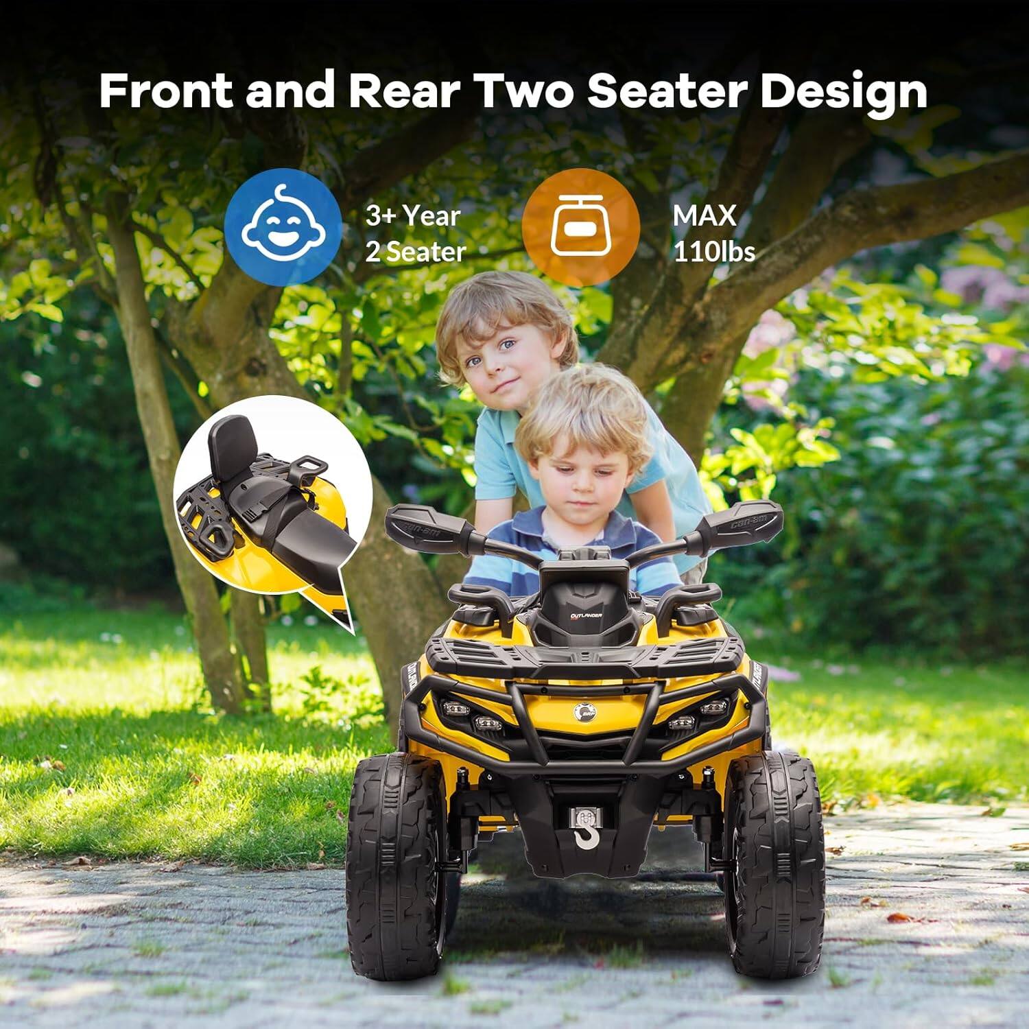 Front and Rear Two Seater Design

3+ Year 2 Seater

MAX 110lbs