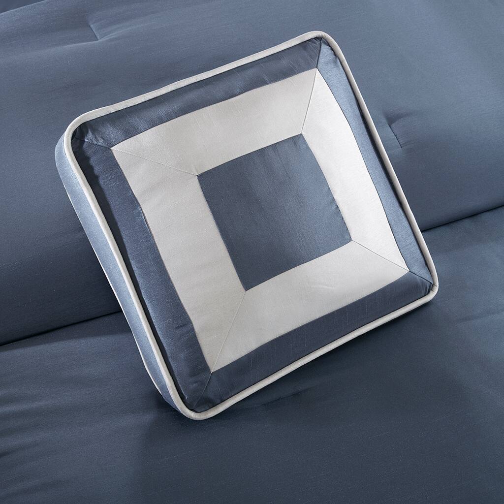 Alt View 2. Gracie Mills - Gracie Mills Elsie Transitional Colorblock 7-Piece Comforter Set - Navy.