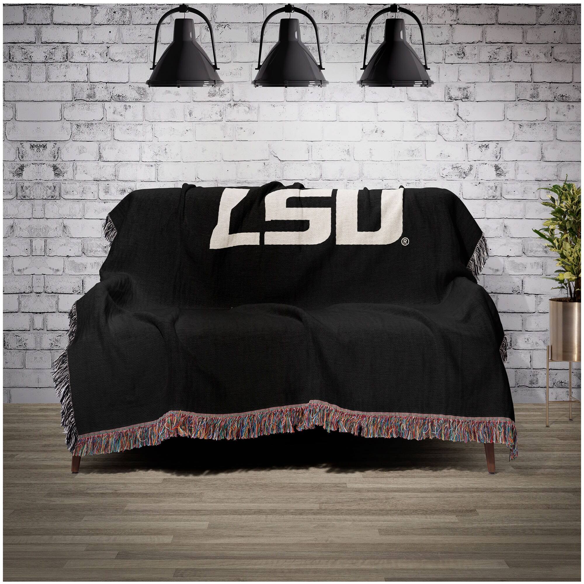 Alt View 1. Chad & Jake - LSU Tigers Woven Blanket - Black.